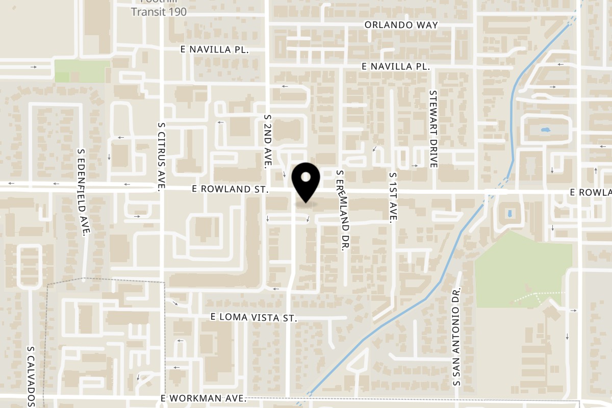Map showing the location of Yashima Restaurant on 236 E Rowland St in Covina