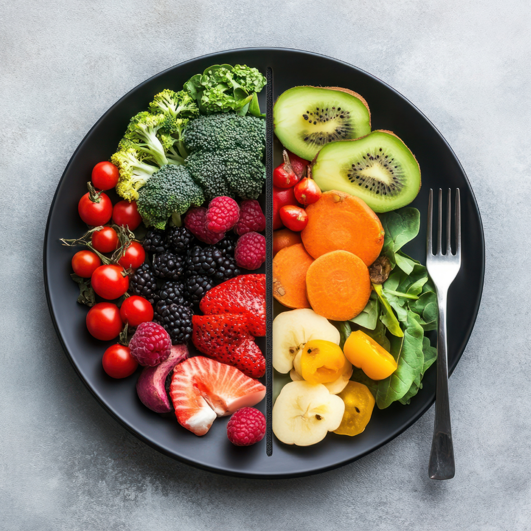 A beautiful, colorful plate of vegetable tempura and vegetarian sushi