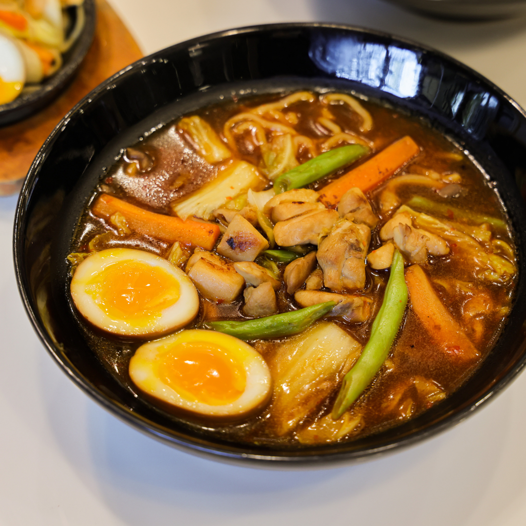 A comforting bowl of Japanese Udon noodle soup, great for all ages.