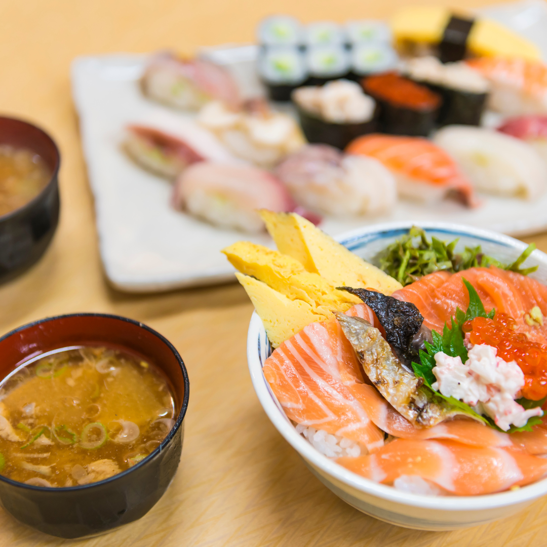 A platter of fresh sushi rolls, which can be enjoyed alongside ramen at Yashima.