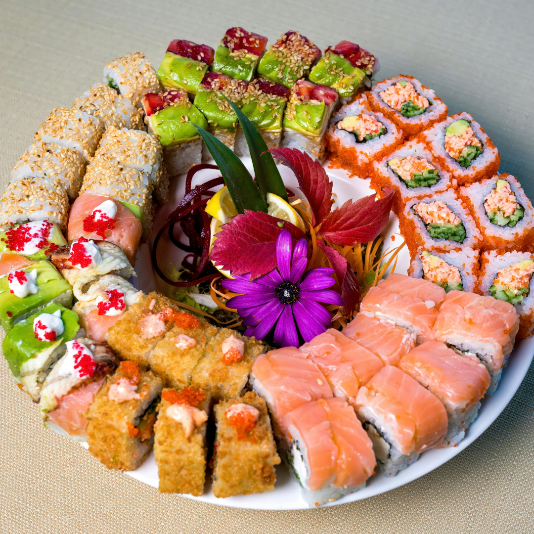A vibrant platter of fresh sushi, representing the best sushi