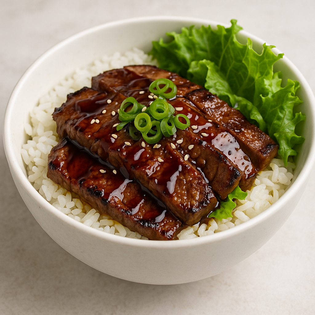 A delicious Beef Teriyaki Bowl (Donburi), another popular menu item.