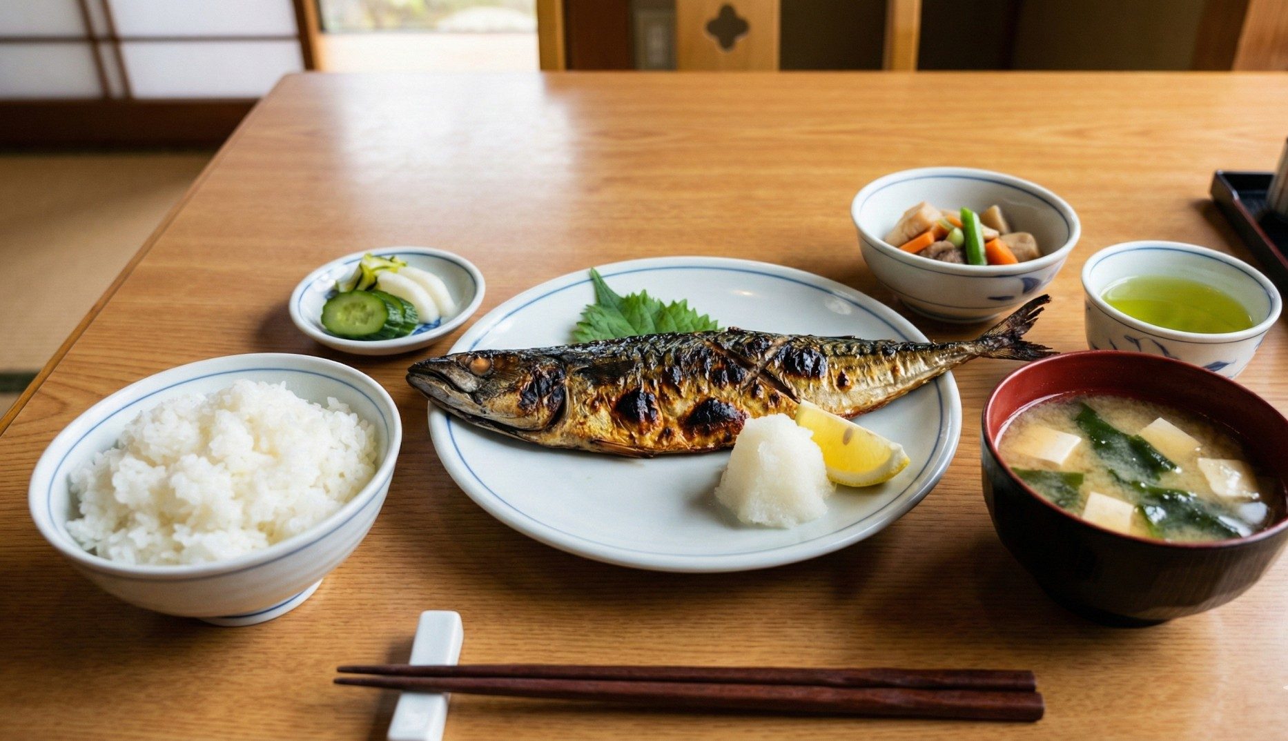 Grilled fish is a staple of a balanced Japanese meal.