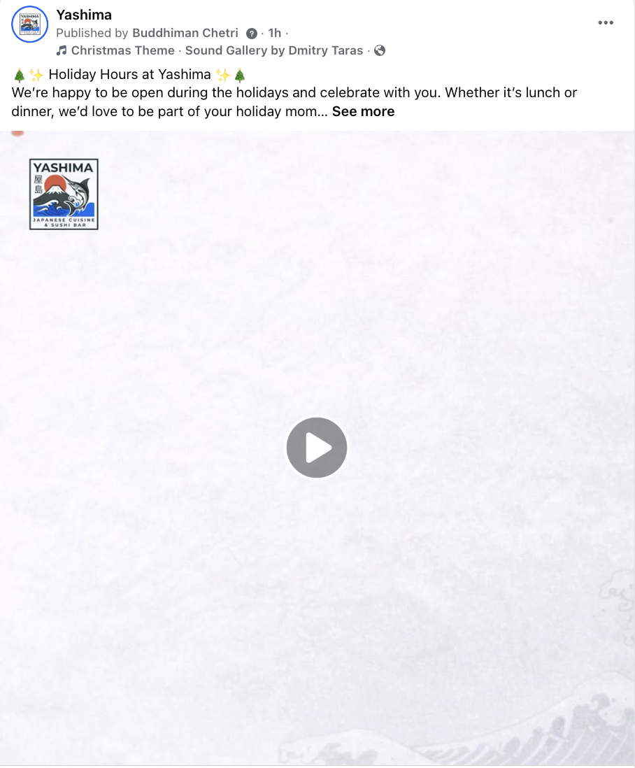 Yashima Holiday Reel Thumbnail